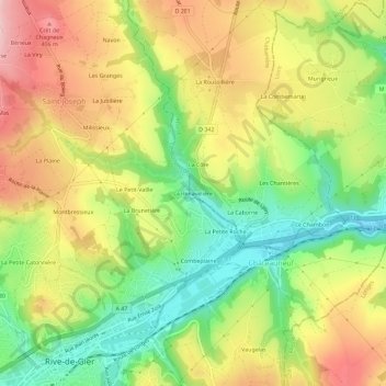 Mapa topográfico La Renavelière, altitud, relieve