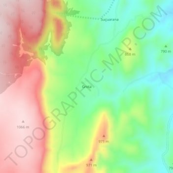 Mapa topográfico Grota, altitud, relieve
