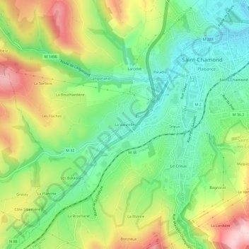 Mapa topográfico La Varizelle, altitud, relieve