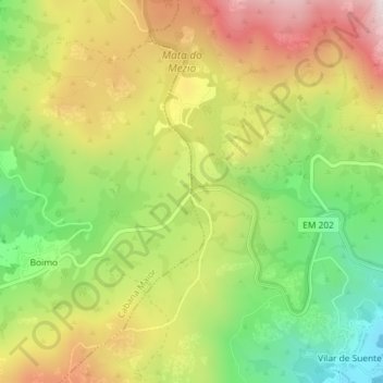 Mapa topográfico Porta do Mezio, altitud, relieve