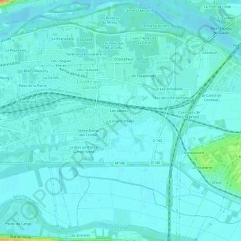 Mapa topográfico Le Grand Village, altitud, relieve