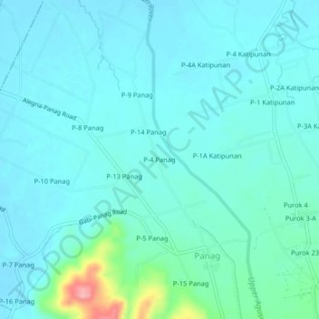 Mapa topográfico P-4 Panag, altitud, relieve