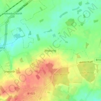 Mapa topográfico Messing, altitud, relieve