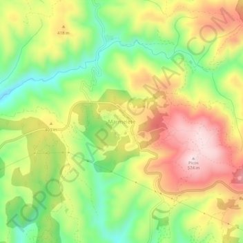 Mapa topográfico Marmelete, altitud, relieve