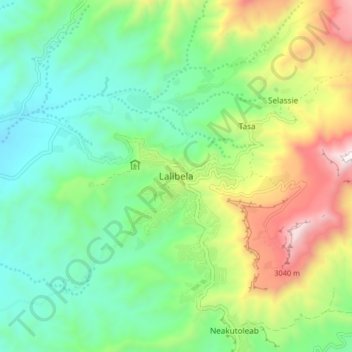 Mapa topográfico Lalibela, altitud, relieve