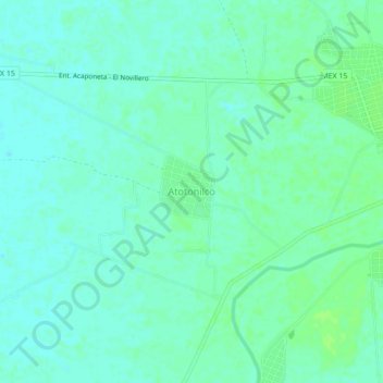 Mapa topográfico Atotonilco, altitud, relieve