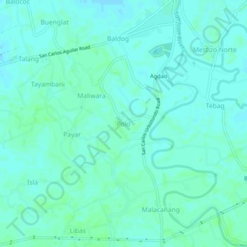 Mapa topográfico Polo, altitud, relieve