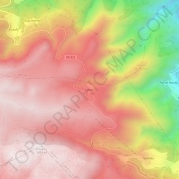 Mapa topográfico Cando, altitud, relieve