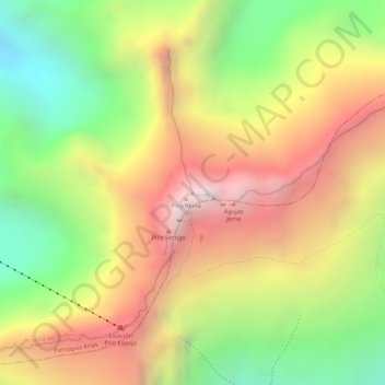 Mapa topográfico Pico Bolívar, altitud, relieve