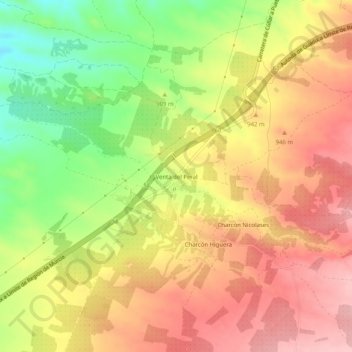 Mapa topográfico Venta del Peral, altitud, relieve