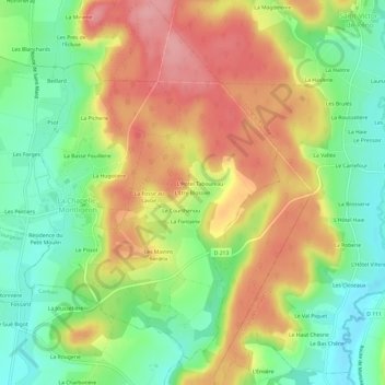 Mapa topográfico L'Etre Blossier, altitud, relieve