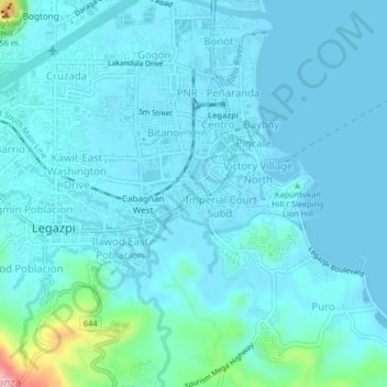 Mapa topográfico Cabagñan East, altitud, relieve