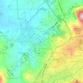 Mapa topográfico Real, altitud, relieve