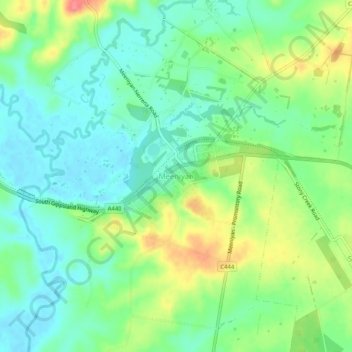 Mapa topográfico Meeniyan, altitud, relieve