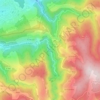 Mapa topográfico Au Martinet Neuf, altitud, relieve