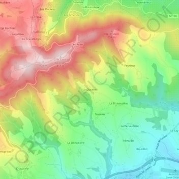Mapa topográfico La Glacière, altitud, relieve