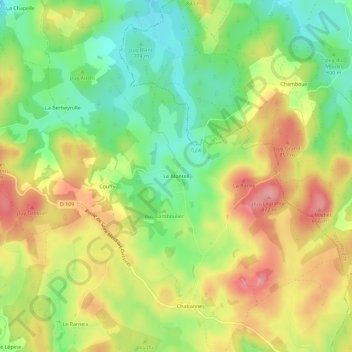 Mapa topográfico Le Monteil, altitud, relieve