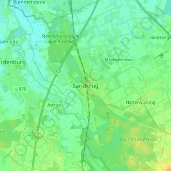 Mapa topográfico Sandkrug, altitud, relieve