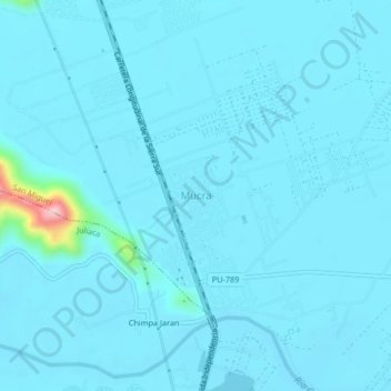 Mapa topográfico Mucra, altitud, relieve