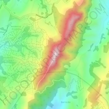 Mapa topográfico Alto da Serra, altitud, relieve