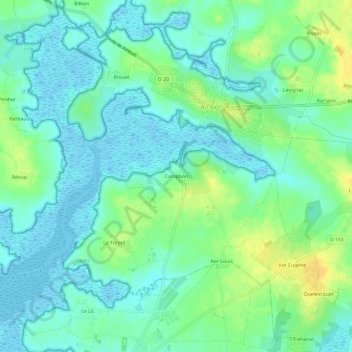 Mapa topográfico Campbon, altitud, relieve