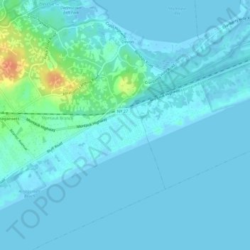Mapa topográfico Beach Hampton, altitud, relieve