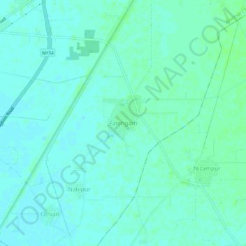 Mapa topográfico Fatehgarh, altitud, relieve