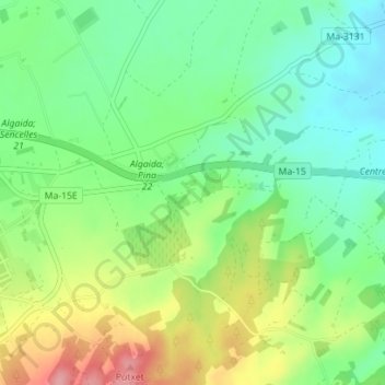 Mapa topográfico Son Cortana, altitud, relieve