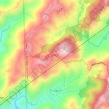 Mapa topográfico Gaas, altitud, relieve