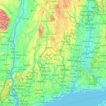 Mapa topográfico Litchfield, altitud, relieve