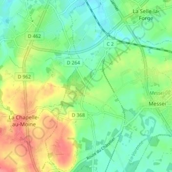 Mapa topográfico Le Buisson Jourdan, altitud, relieve