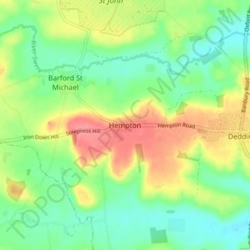 Mapa topográfico Hempton, altitud, relieve