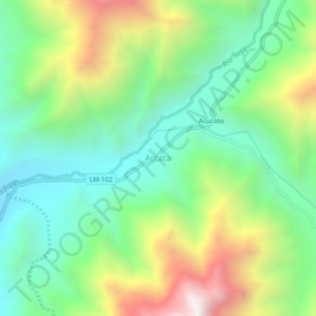 Mapa topográfico Arcata, altitud, relieve