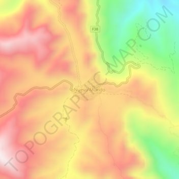 Mapa topográfico Nuevo Mundo, altitud, relieve