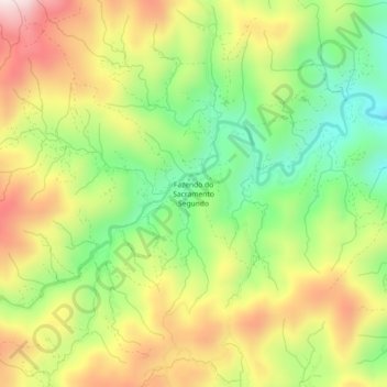 Mapa topográfico Fazendo do Sacramento Segundo, altitud, relieve