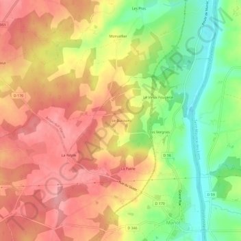 Mapa topográfico Le Buisson, altitud, relieve