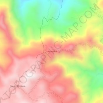 Mapa topográfico Tzocohuite, altitud, relieve