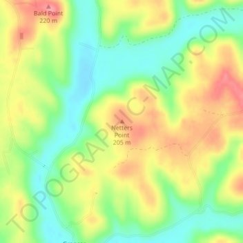 Mapa topográfico Netters Point, altitud, relieve