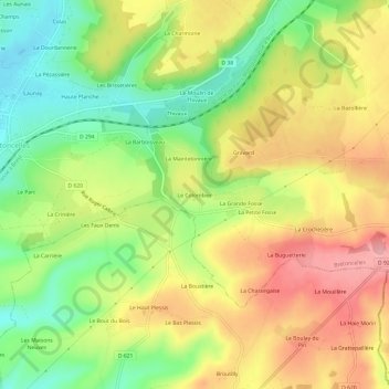 Mapa topográfico Le Colombier, altitud, relieve