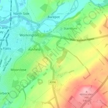 Mapa topográfico Schoose, altitud, relieve