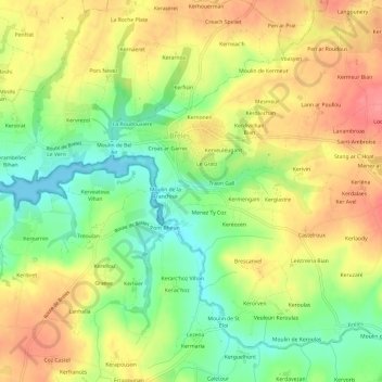 Mapa topográfico Prat Rouz, altitud, relieve