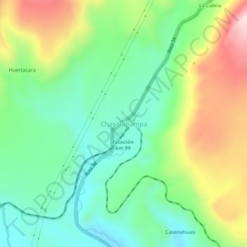 Mapa topográfico Chasquipampa, altitud, relieve