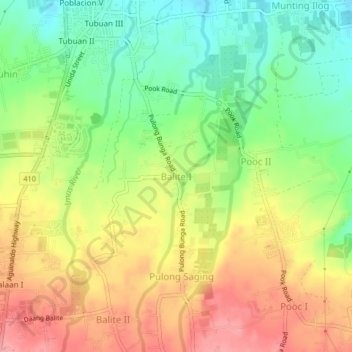 Mapa topográfico Balite I, altitud, relieve