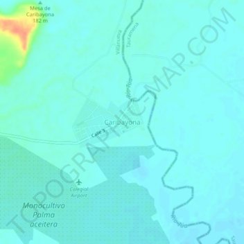 Mapa topográfico Caribayona, altitud, relieve