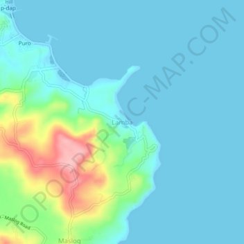 Mapa topográfico Lamba, altitud, relieve