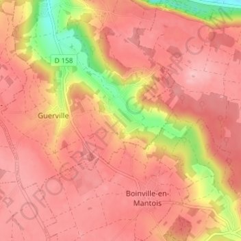 Mapa topográfico Senneville, altitud, relieve