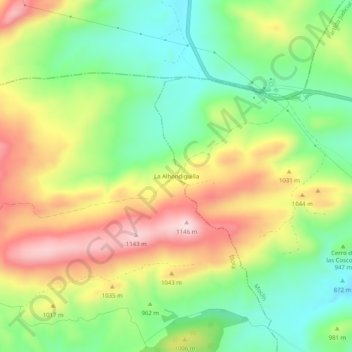 Mapa topográfico La Alhondiguilla, altitud, relieve