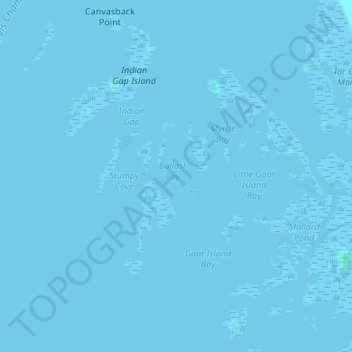 Mapa topográfico Ballast Bay, altitud, relieve