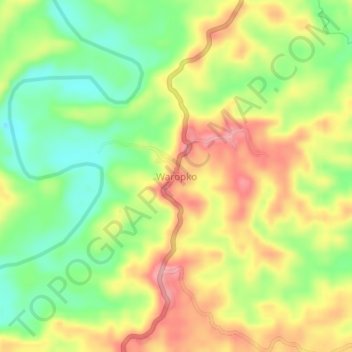 Mapa topográfico Waropko, altitud, relieve