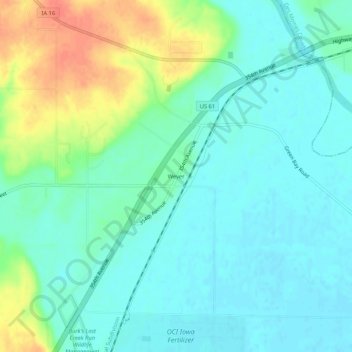 Mapa topográfico Wever, altitud, relieve